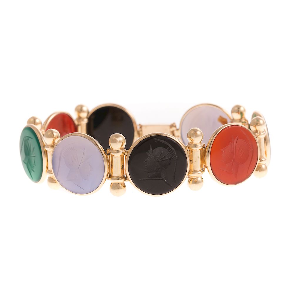 Appraisal: A Ladies Intaglio Bracelet in K Gold K yellow gold