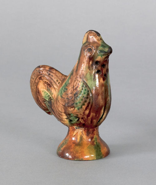 Appraisal: Shenandoah Valley redware rooster th c with mottled green yellow