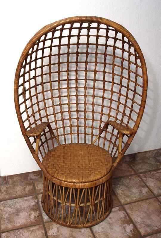 Appraisal: FRANCO ALBINI STYLE RATTAN HIGH BACK CHAIR '' h x