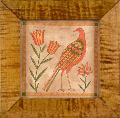 Appraisal: P Godillot American th c two contemporary watercolor fraktur depicting