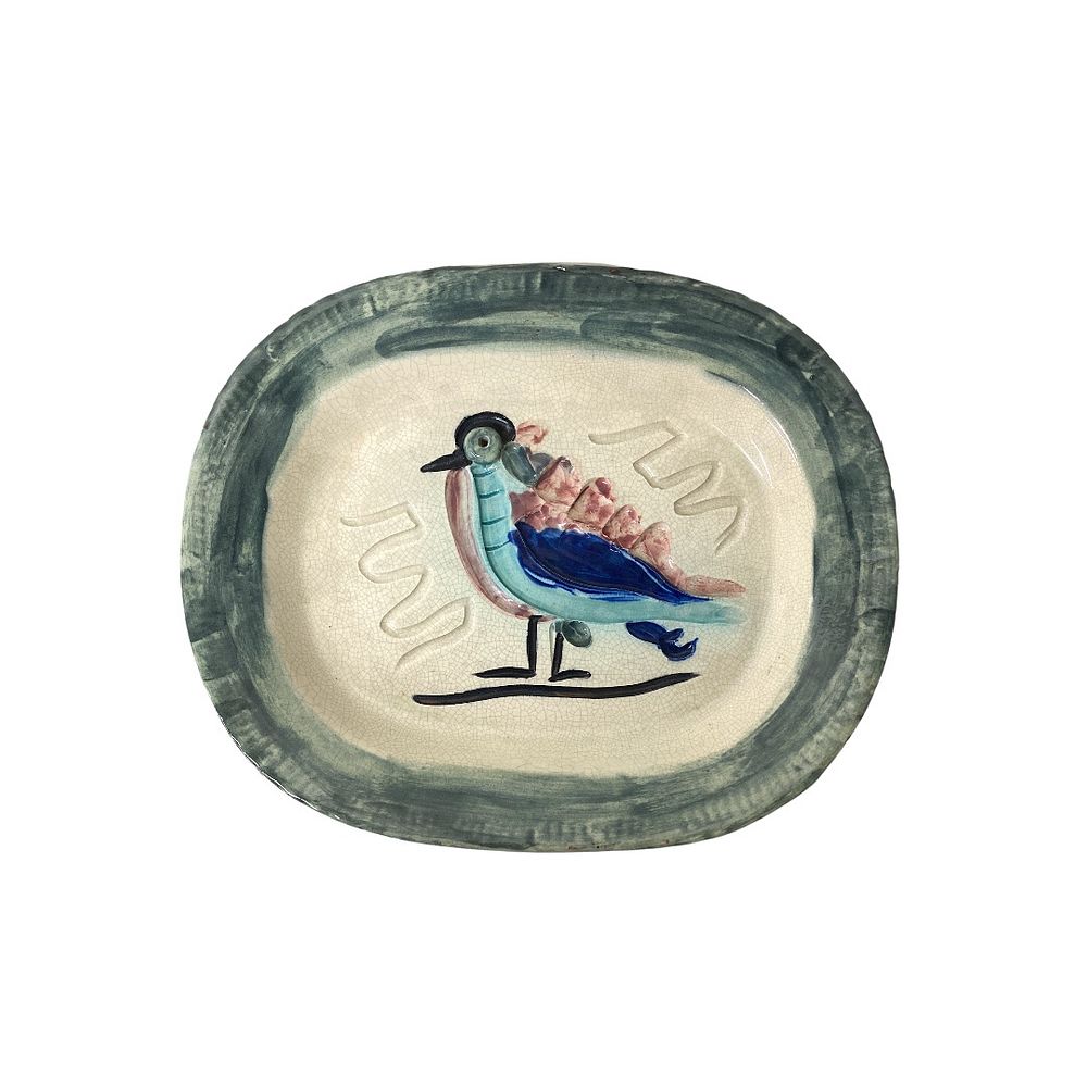 Appraisal: Vintage Glazed Ceramic Bird Tray Stamped Edition Picasso Possibly Picasso