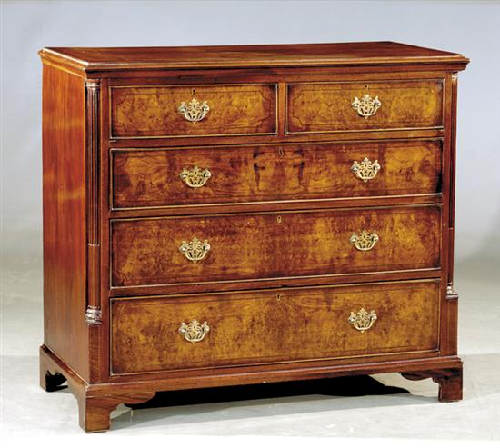 Appraisal: George II style walnut and burl chest of drawers third