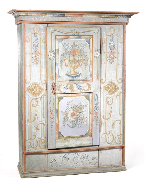 Appraisal: PAINTED CABINET southern Germany dat and inscribed BGR Painted softwood