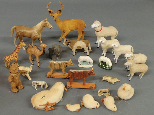 Appraisal: Group of small animal figures- German fleece sheep wood cows