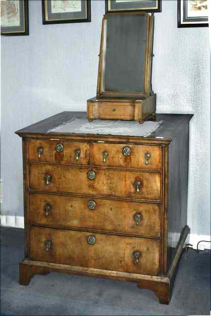 Appraisal: A TH CENTURY MAHOGANY BOX TOILET MIRROR with rectangular mirror