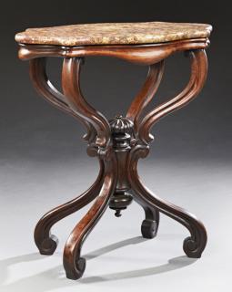 Appraisal: Unusual American Carved Rosewood Grained Mahogany Marble Top Lamp Table