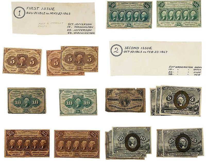 Appraisal: Group of U S Fractional Currency notes first through fifth