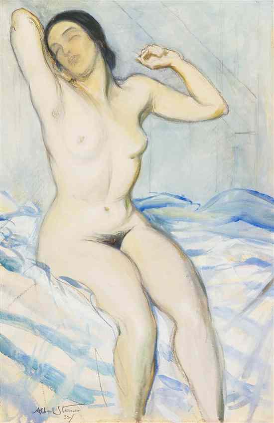 Appraisal: Albert Edward Sterner American - Nude Awakening pencil and watercolor