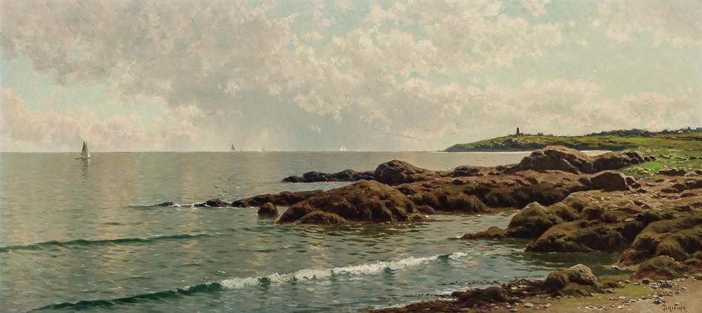 Appraisal: ALFRED THOMPSON BRICHER American - Sailboat Along the Rocky Shore