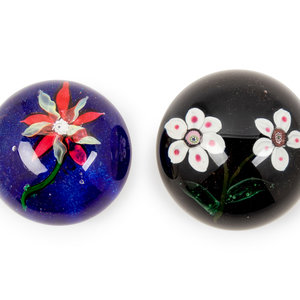 Appraisal: Two Glass Paperweights Width of each inches Sold to Benefit