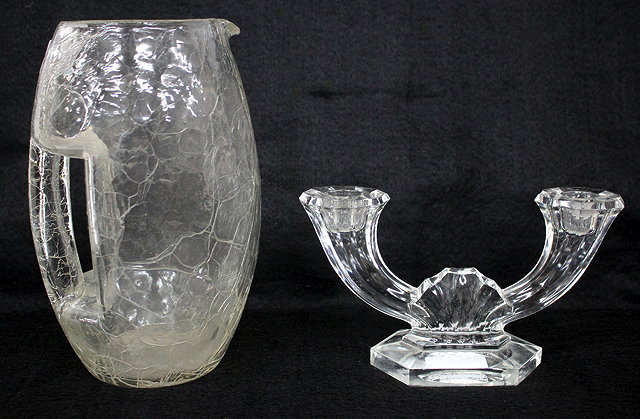 Appraisal: AN ART DECO POSSIBLY CONTINENTAL GLASS LEMONADE JUG cm high