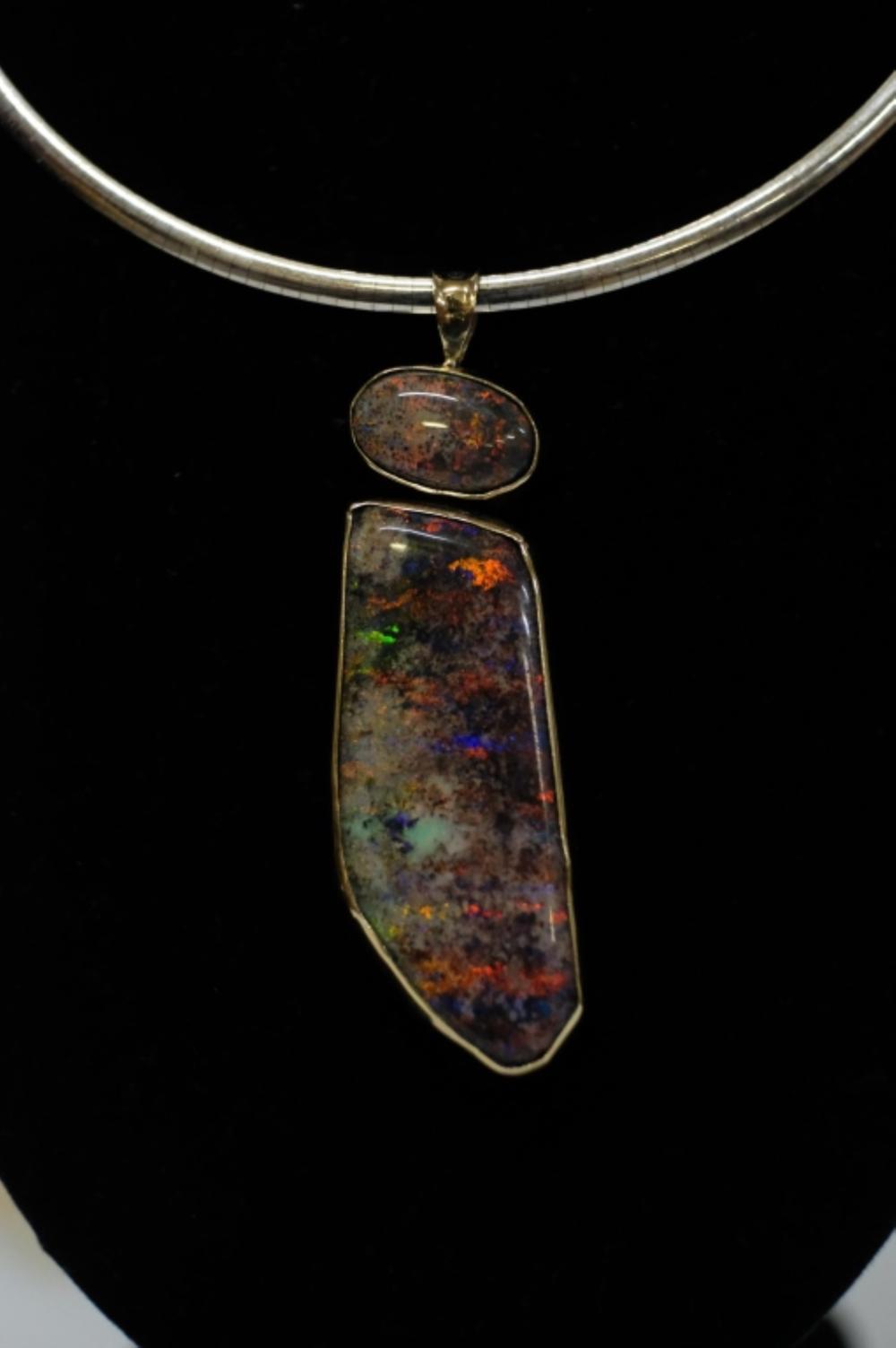 Appraisal: MASSIVE CTTW BLACK MATRIX OPAL NECKLACEMassive part black matrix opal