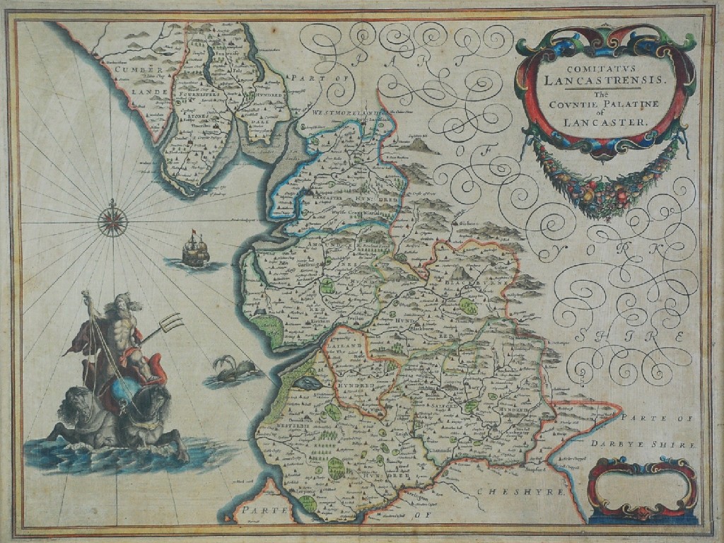 Appraisal: PROBABLY SEVENTEENTH CENTURY HAND COLOURED MAP IN ENGLISH 'THE COUNTIE