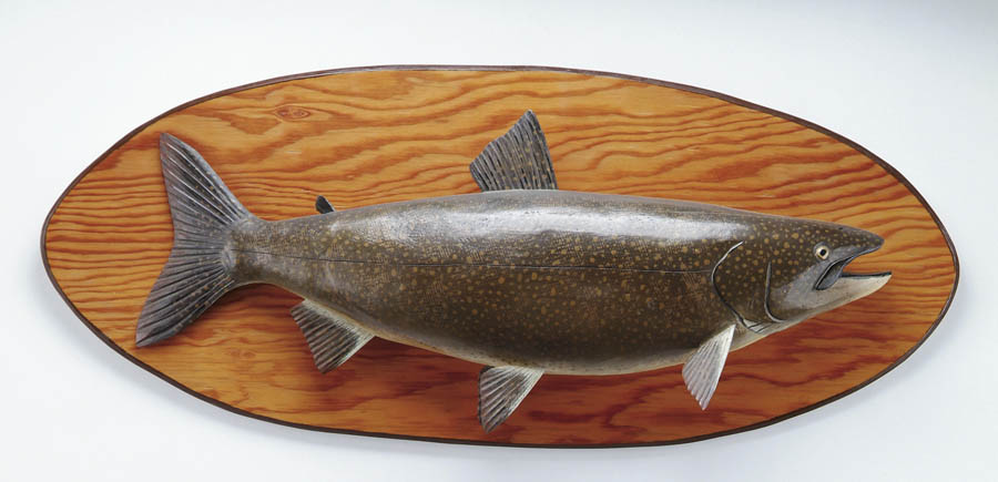 Appraisal: LAWRENCE C IRVINE CARVED PAINTED LAKE TROUT large lake trout