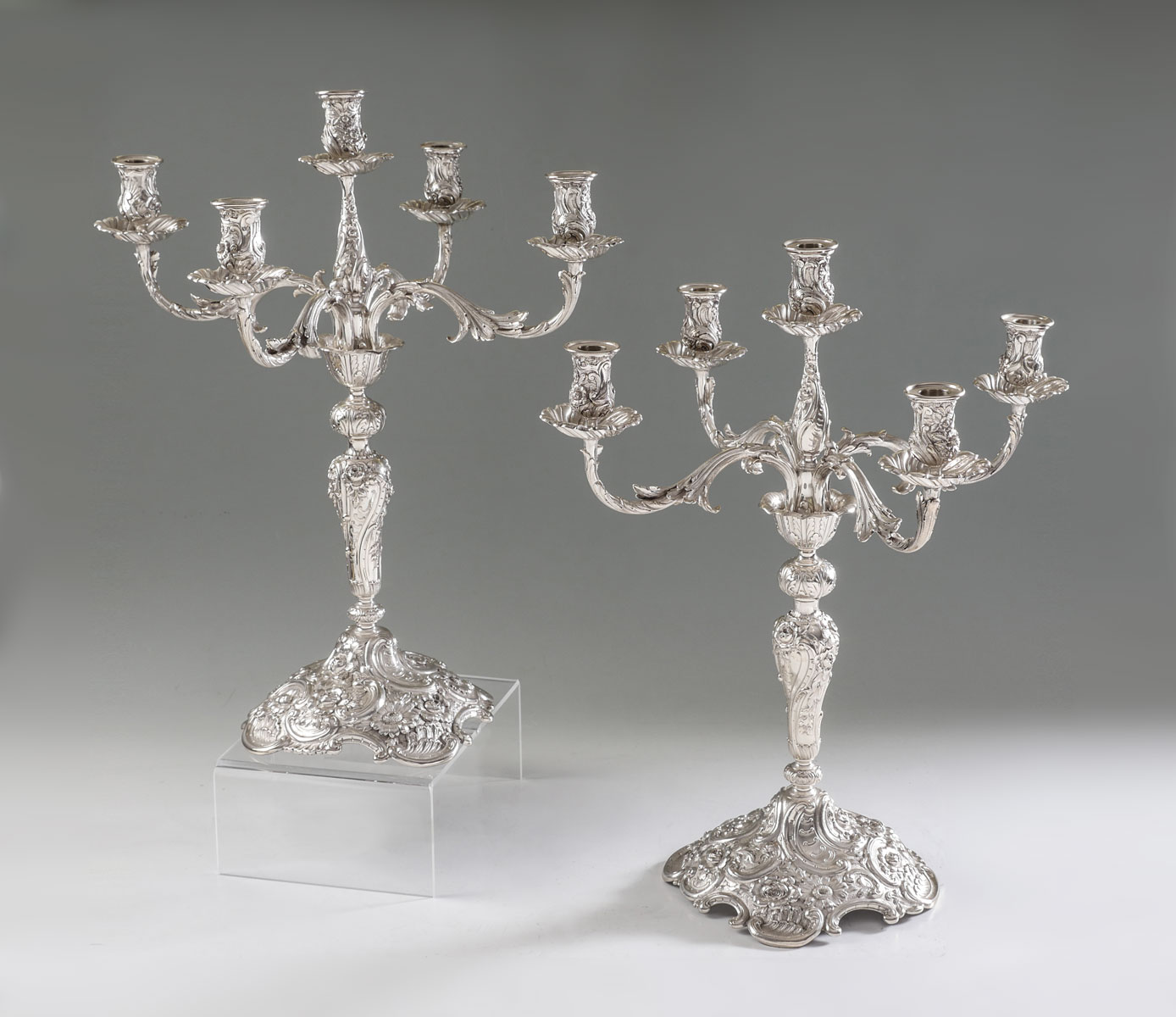 Appraisal: PAIR OF TIFFANY STERLING CANDELABRA Approx Troy ounces Sterling Tiffany