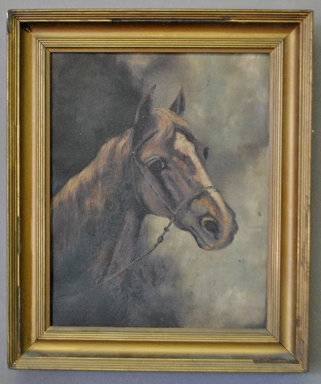 Appraisal: - Oil on canvas equine portrait late th c unsigned