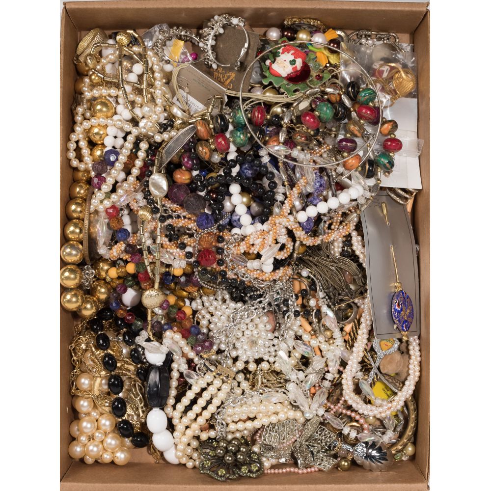 Appraisal: COSTUME JEWELRY ASSORTMENTApproximately pounds of necklaces earrings bracelets pins and