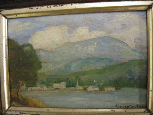 Appraisal: Victorian Miniature Landscape on Board signed Singleton village by a