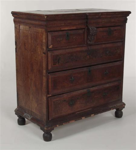 Appraisal: A Queen Anne walnut chest the moulded rectangular top over