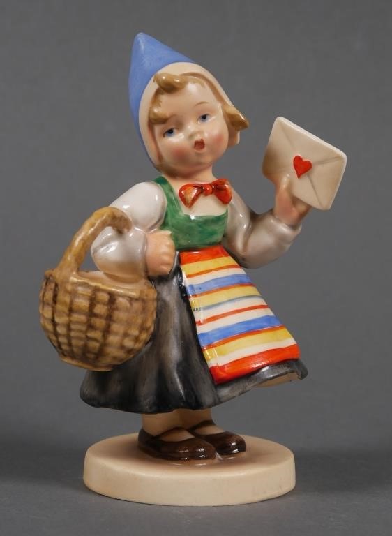 Appraisal: INTERNATIONAL HUMMEL SWEDISH GIRL W LETTERInternational Hummel Swedish girl holding