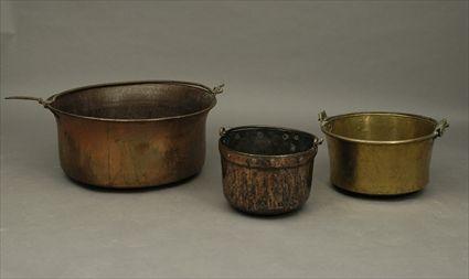 Appraisal: Three Large Copper Cauldrons