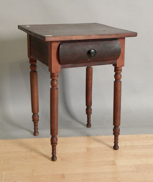 Appraisal: Empire mahogany and cherry one drawer stand th c h