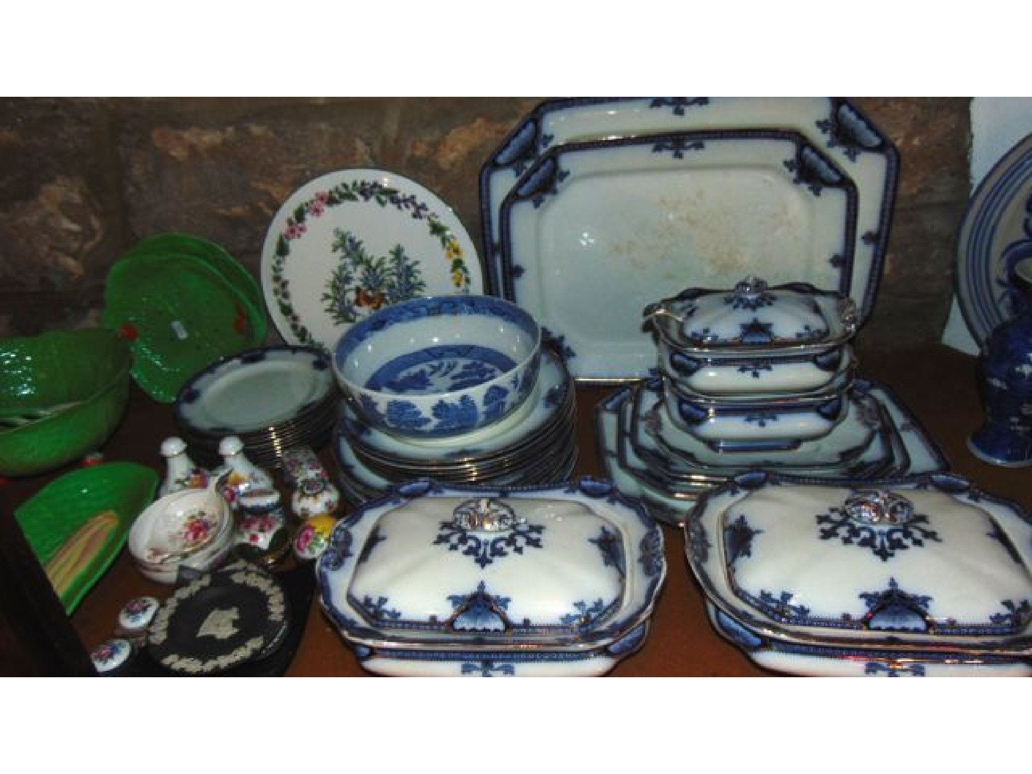 Appraisal: A late th century Hamilton pattern dinner wares with blue