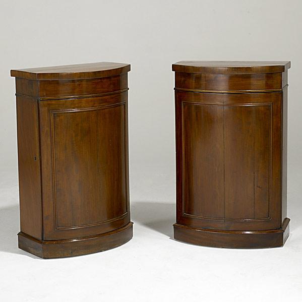 Appraisal: ENGLISH DIMINUTIVE BOW FRONT CABINETSPair in mahogany th c x