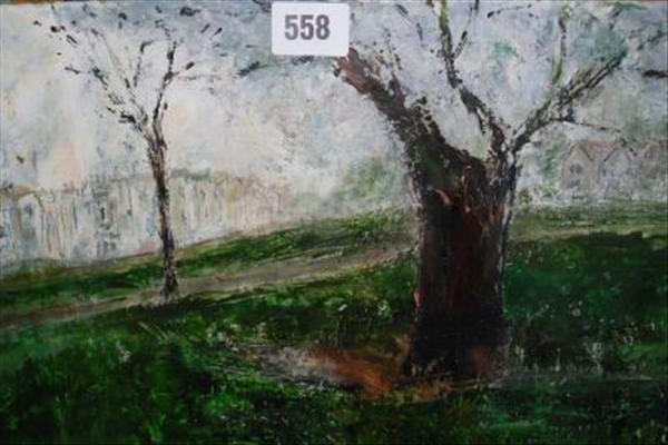 Appraisal: Sylvia Levine - 'A wet afternoon' Oil on card Signed