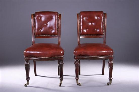 Appraisal: SET SIX WILLIAM IV-STYLE LEATHER UPHOLSTERED SIDE CHAIRS Late th