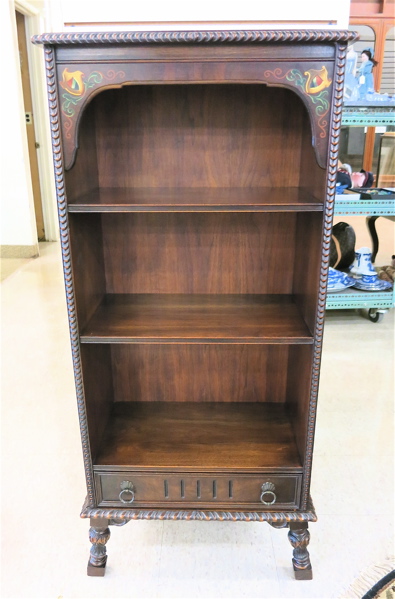 Appraisal: SMALL OPEN-FRONT WALNUT BOOKCASE Rockford Cabinet Co Rockford Illinois c