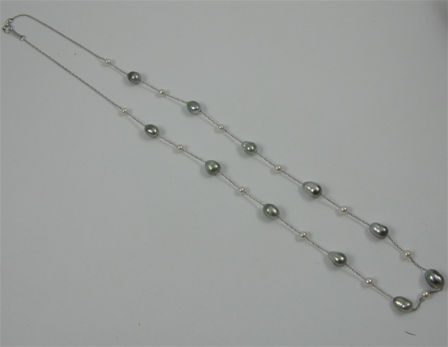 Appraisal: PEARL AND K WHITE GOLD NECKLACE composed with mm Akoya