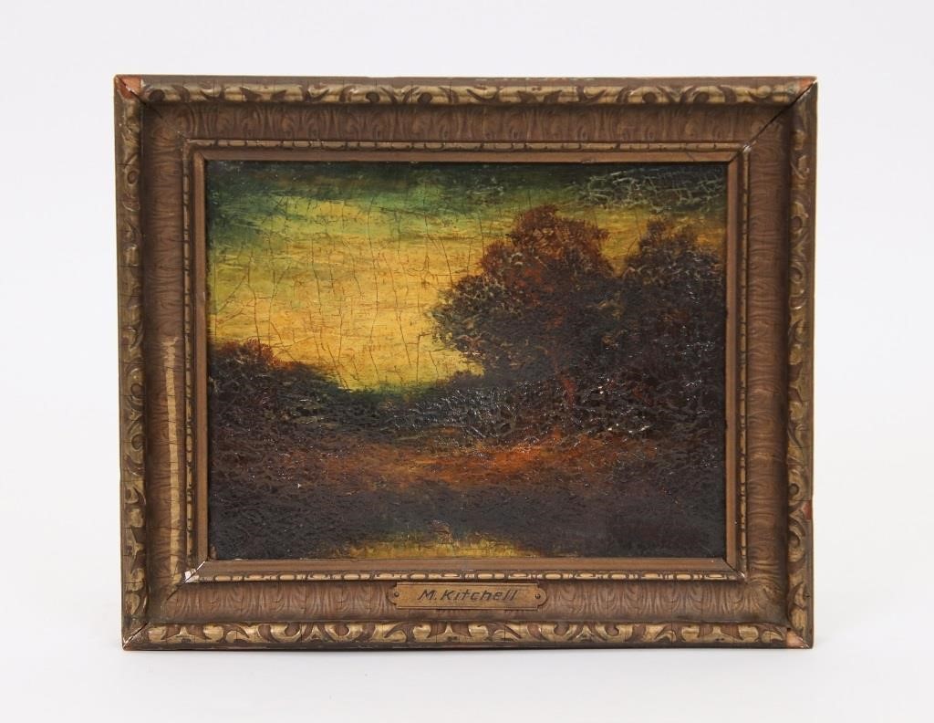 Appraisal: M Kitchel oil on canvas fall luminescent landscape late th