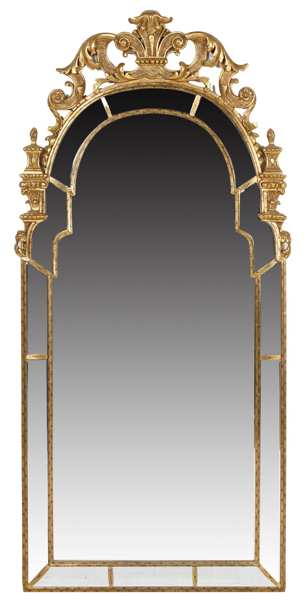 Appraisal: BAROQUE-STYLE GILTWOOD WALL MIRRORmodern with two beveled glass central mirror