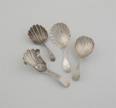 Appraisal: Four George III spoons with fluted bowls all London all