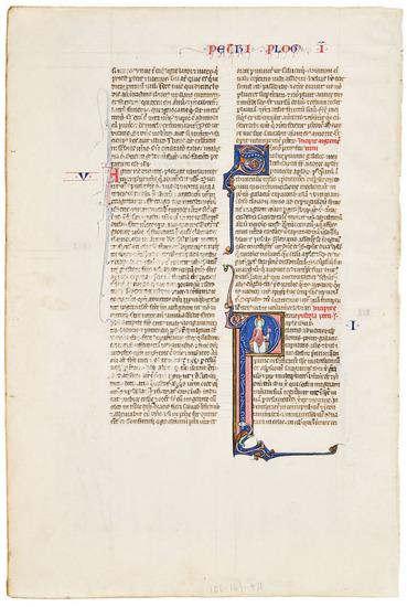 Appraisal: ILLUMINATED LEAF FROM A LARGE BIBLE in Latin Paris c