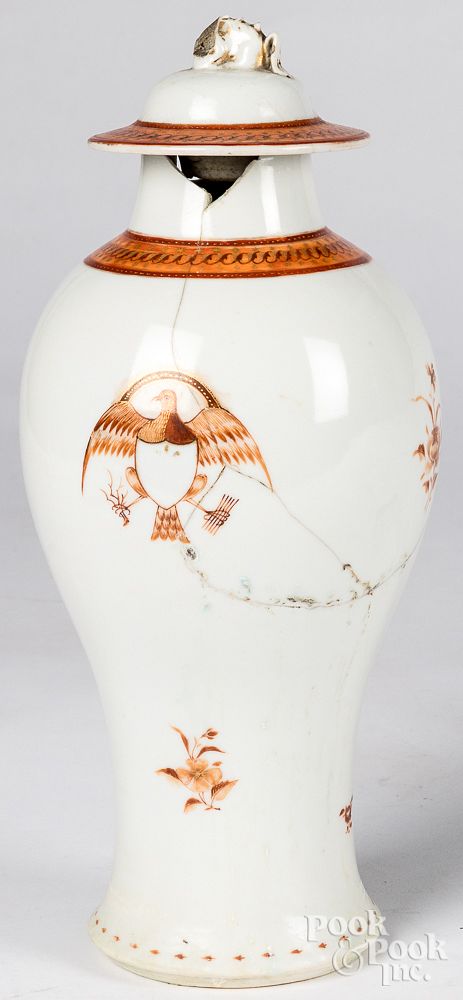 Appraisal: Lowestoft Chinese export eagle covered vase Lowestoft Chinese export eagle