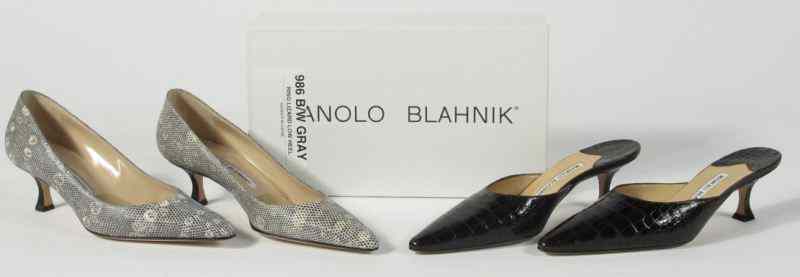 Appraisal: Two Pairs of Exotic Skin Shoes Manolo Blahnikthe first designed