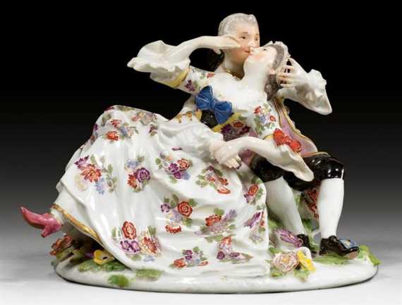 Appraisal: KISSING LOVERS Meissen circa Model by J J Kaendler Underglaze