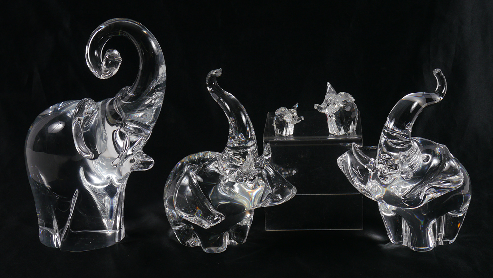 Appraisal: COLLECTION OF CRYSTAL ELEPHANT FIGURES pieces total to include Oggetti