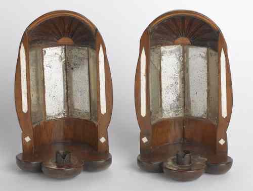 Appraisal: Pair of New England sailor made pine wall sconces early