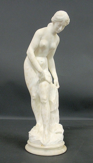 Appraisal: - Carved alabaster nude statue of a young woman and