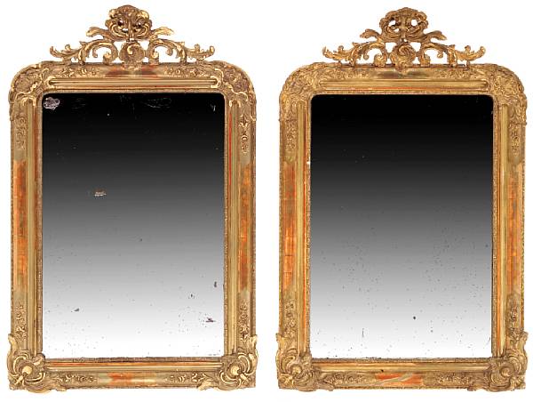 Appraisal: A pair of Napoleon III giltwood and composition mirrorsthird quarter