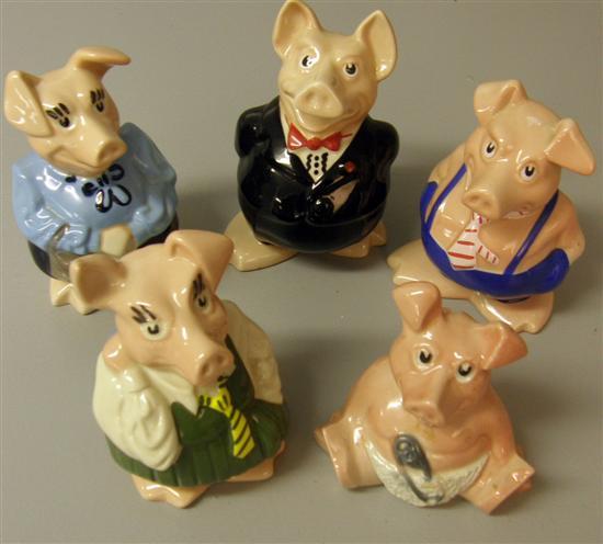 Appraisal: Set of five Natwest Wade pigs