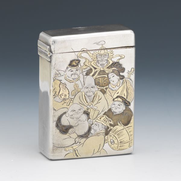 Appraisal: JAPANESE STERLING SILVER AND GOLD WASH SIGNED SEVEN IMMORTALS BOX