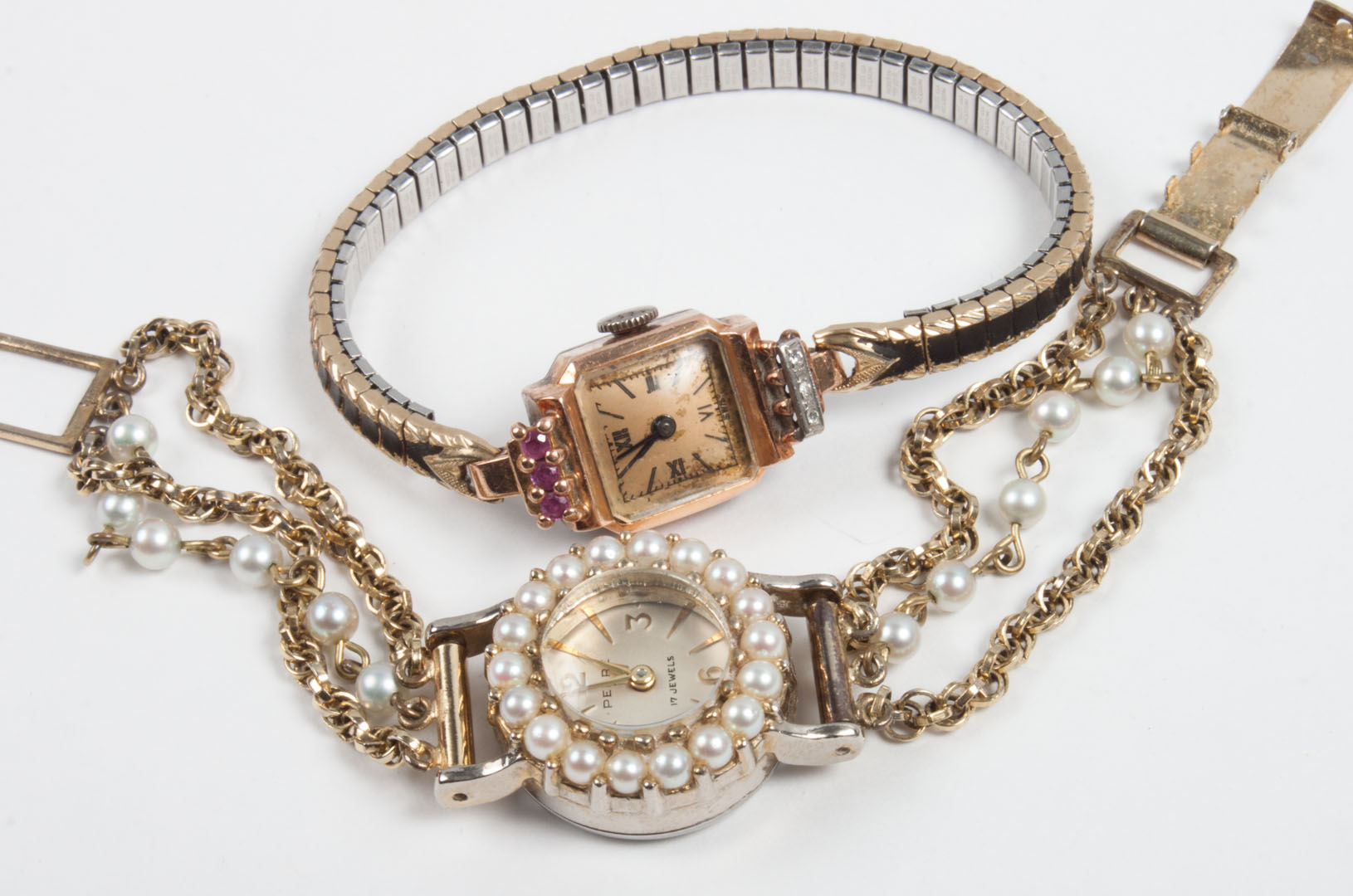 Appraisal: Lady's rose gold diamond ruby wrist watch marked K with