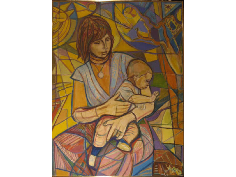 Appraisal: IRVING AMEN AMERICAN B YOUNG MOTHER oil on canvas signed