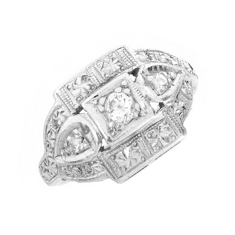 Appraisal: Art Deco Diamond and Platinum Ring Antique Art Deco Old