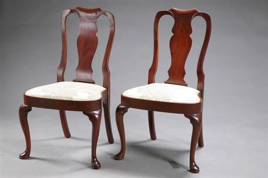 Appraisal: PAIR OF SIDE CHAIRS Hickory Queen Anne style upholstered chairs