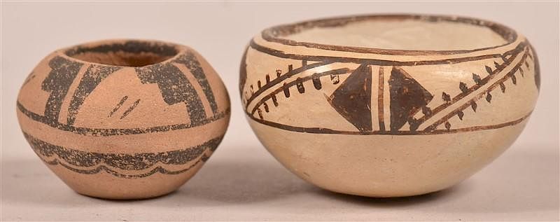 Appraisal: Two Vintage Pueblo Indian Miniature Bowls Two Vintage Pueblo Indian